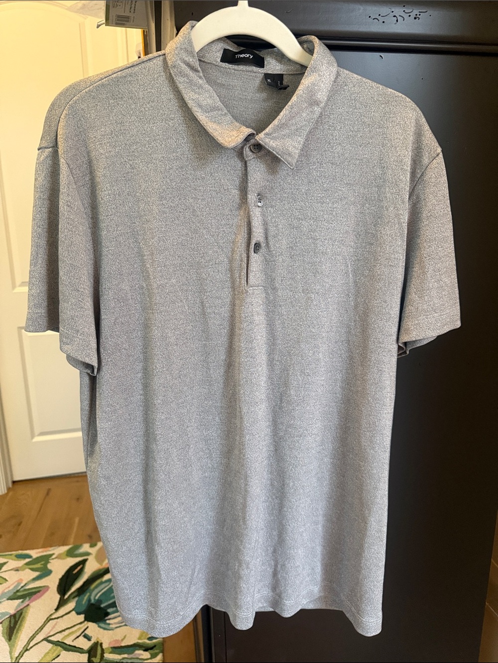 Theory Men's Short-Sleeve Polo in Light Heather Gray size XL